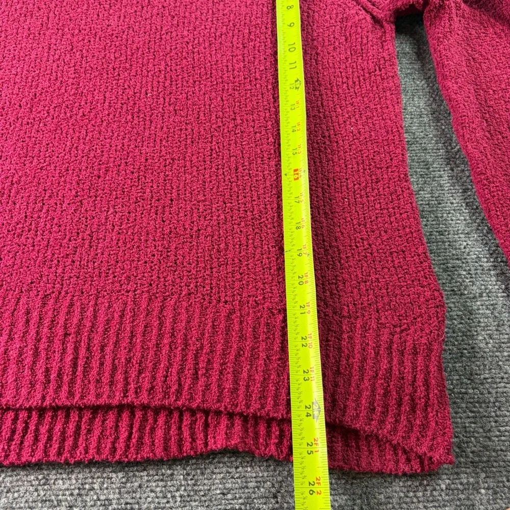 Caslon Sweater Womens Small Magenta Cowl Neck Textured Knit Cotton Blend Cozy